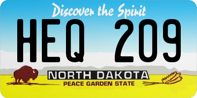 ND license plate HEQ209