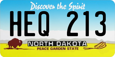 ND license plate HEQ213