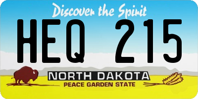 ND license plate HEQ215
