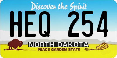 ND license plate HEQ254