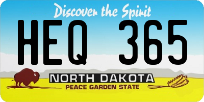 ND license plate HEQ365