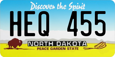 ND license plate HEQ455