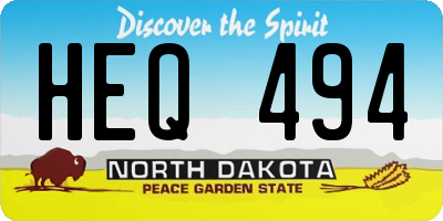 ND license plate HEQ494