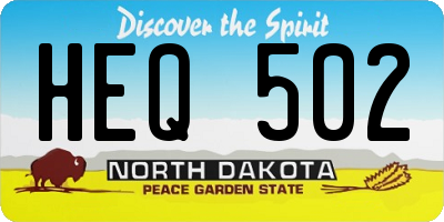 ND license plate HEQ502