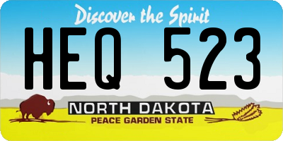 ND license plate HEQ523