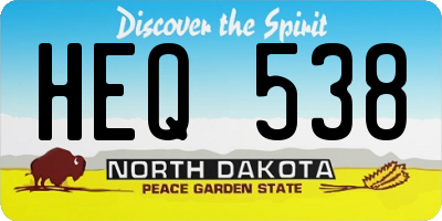 ND license plate HEQ538