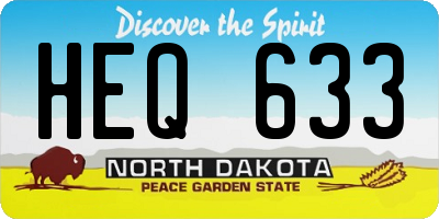 ND license plate HEQ633