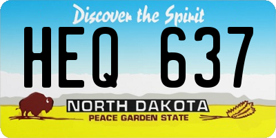 ND license plate HEQ637