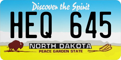 ND license plate HEQ645