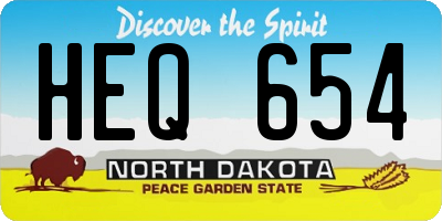 ND license plate HEQ654