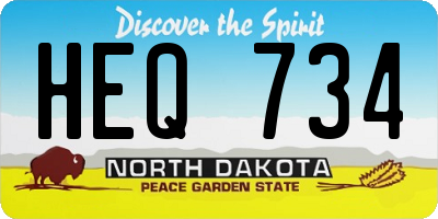 ND license plate HEQ734