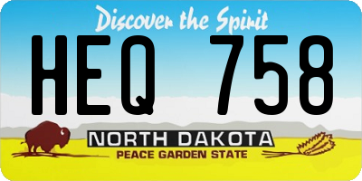 ND license plate HEQ758