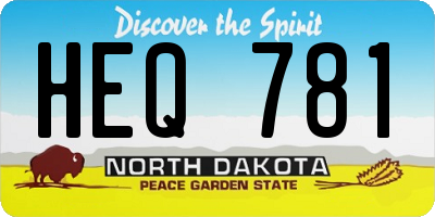 ND license plate HEQ781