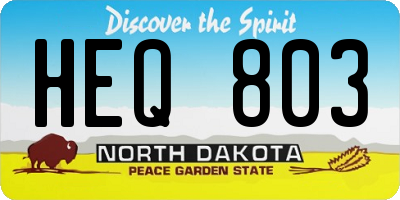 ND license plate HEQ803