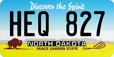 ND license plate HEQ827