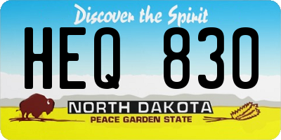 ND license plate HEQ830
