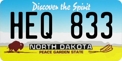 ND license plate HEQ833