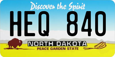 ND license plate HEQ840
