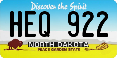 ND license plate HEQ922