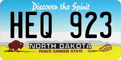 ND license plate HEQ923