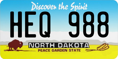ND license plate HEQ988