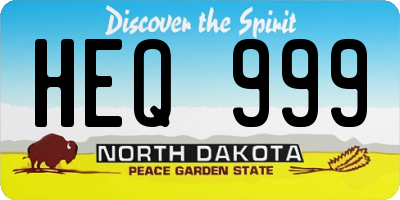 ND license plate HEQ999