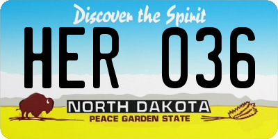 ND license plate HER036