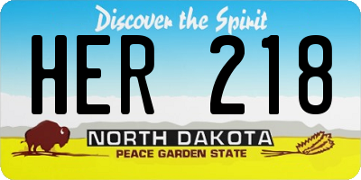 ND license plate HER218
