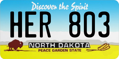 ND license plate HER803