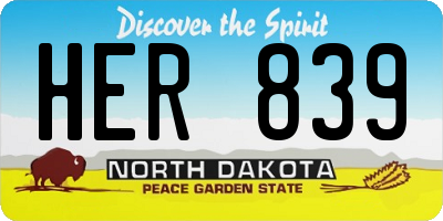 ND license plate HER839