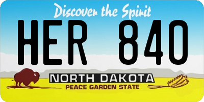 ND license plate HER840