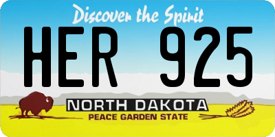 ND license plate HER925