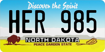 ND license plate HER985