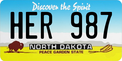 ND license plate HER987