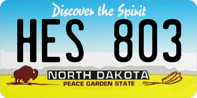 ND license plate HES803