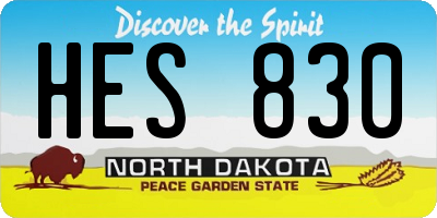 ND license plate HES830