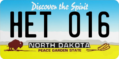 ND license plate HET016