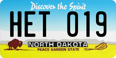 ND license plate HET019