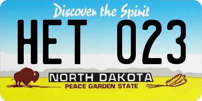 ND license plate HET023