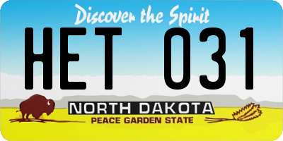 ND license plate HET031