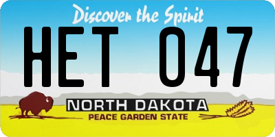 ND license plate HET047