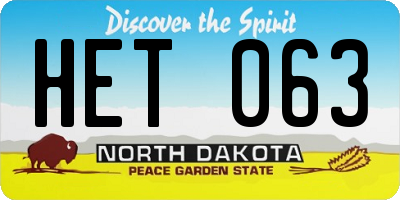 ND license plate HET063