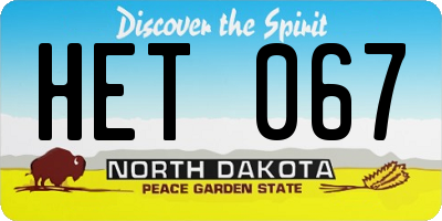 ND license plate HET067