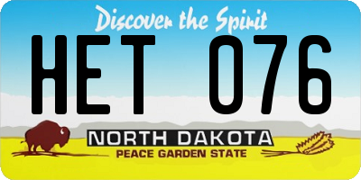 ND license plate HET076