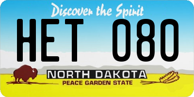 ND license plate HET080