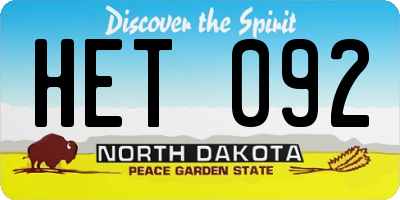 ND license plate HET092