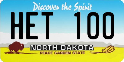 ND license plate HET100