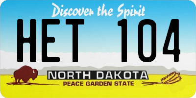 ND license plate HET104