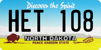 ND license plate HET108