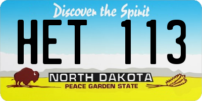 ND license plate HET113